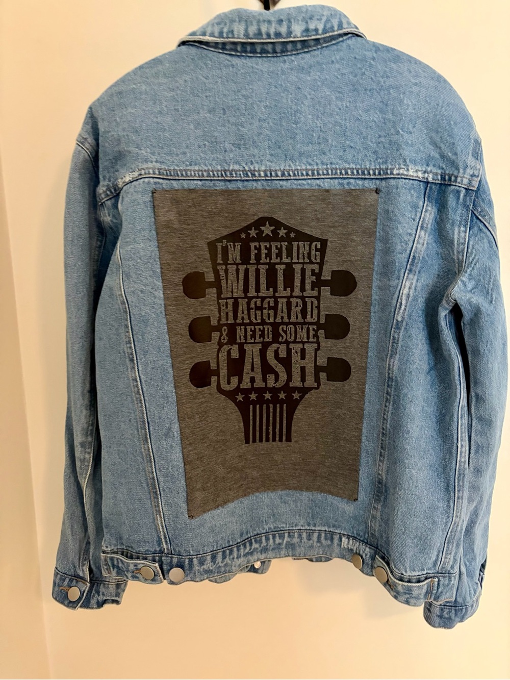 Up cycled back Denim Jean Jacket with Button-Front